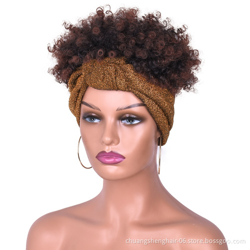 Wholese colorful deep wave blonde headband wigs for black women famale ombre toupee with attached synthetic kinky curly wigs